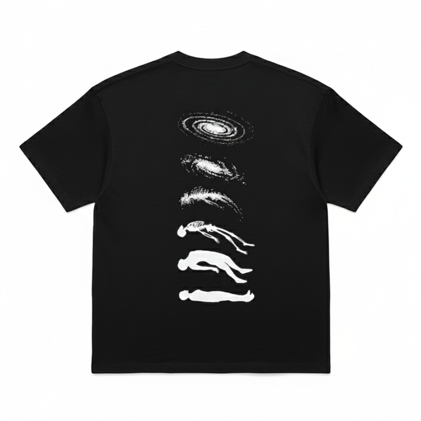 Cosmic Existence Graphic Black Oversized T-Shirt for Men | Abstract Art Streetwear Tee