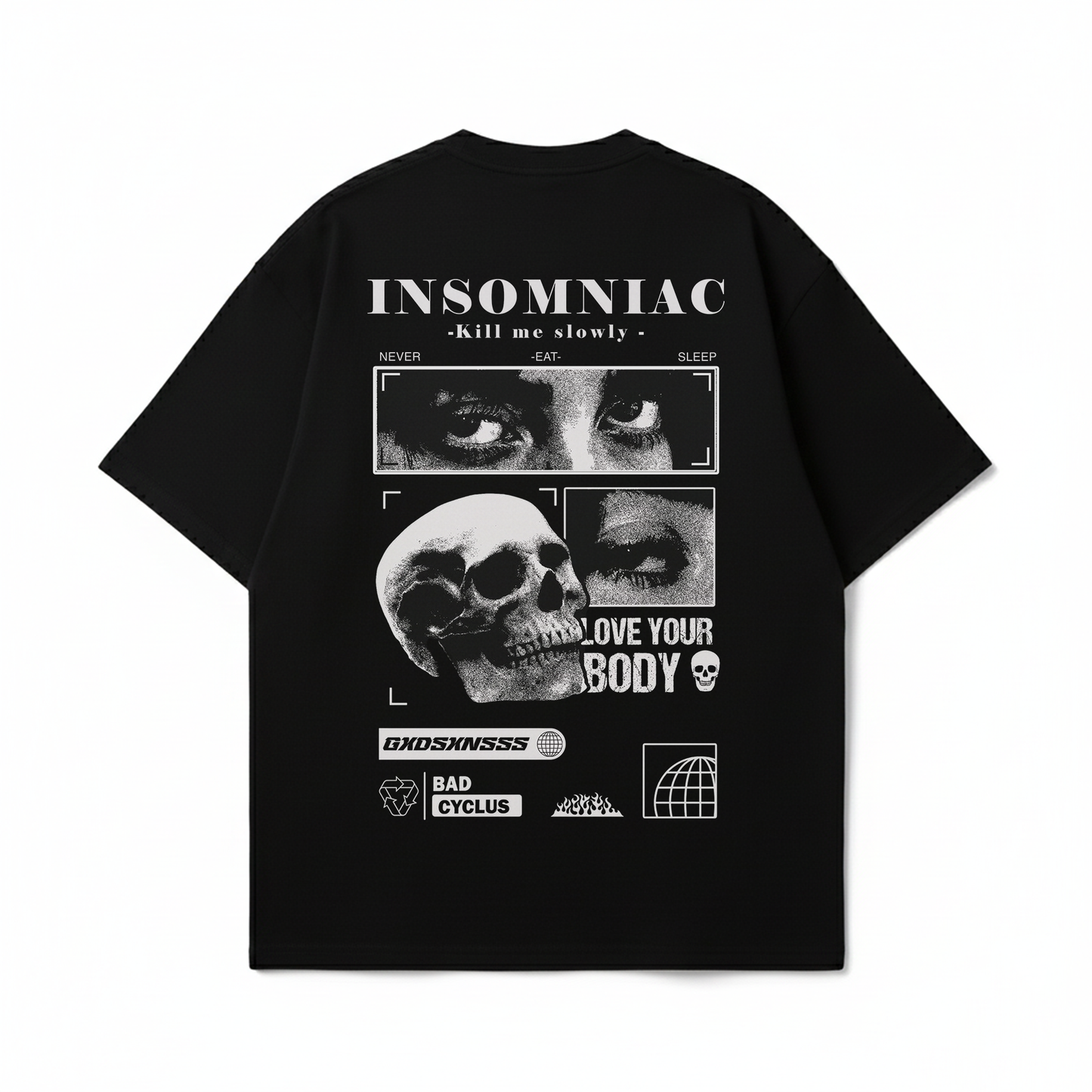 Gothic Graphic Black Oversized T-Shirt for Women | Gothic Back Print T-Shirt