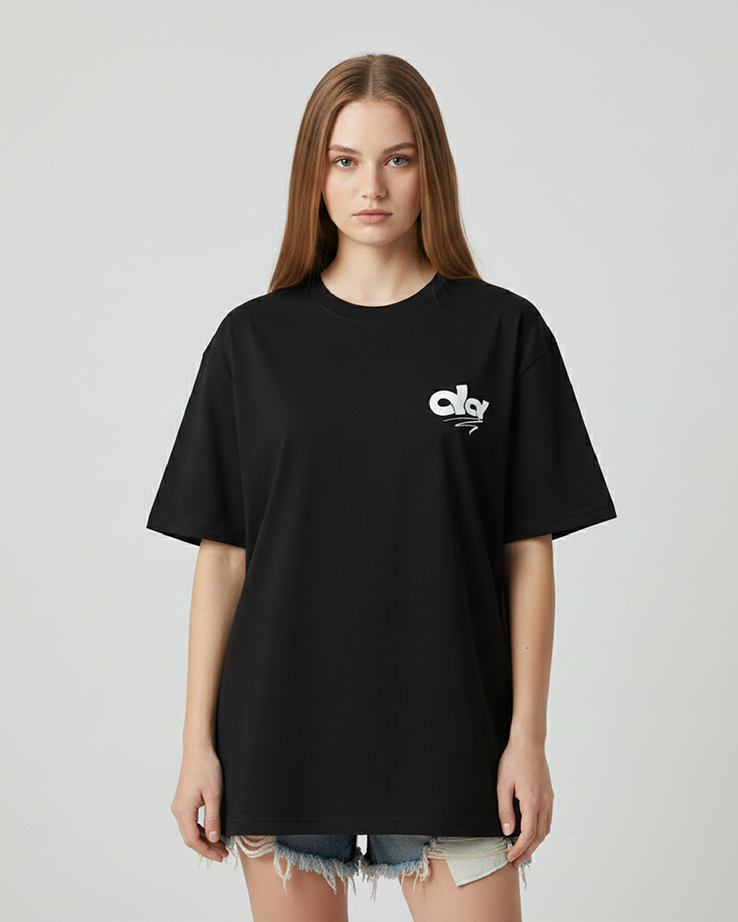 Cosmic Existence Graphic Black Oversized T-Shirt for Women | Abstract Art Streetwear Tee