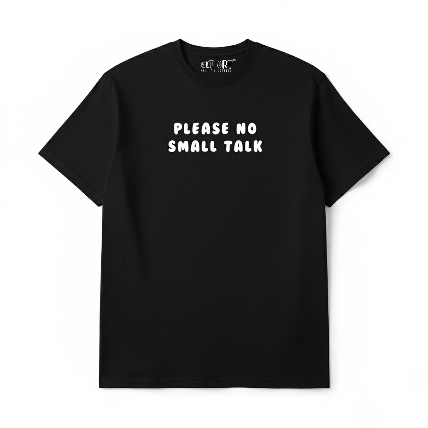Please No Small Talk Black Oversized T-Shirt for Women | Funny Oversized T-Shirt