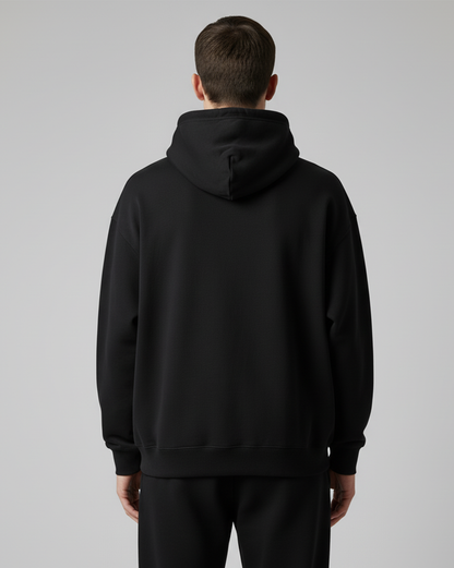 Solid Black Heavyweight Hoodie for Men | Plain Cotton Streetwear Hoodie India