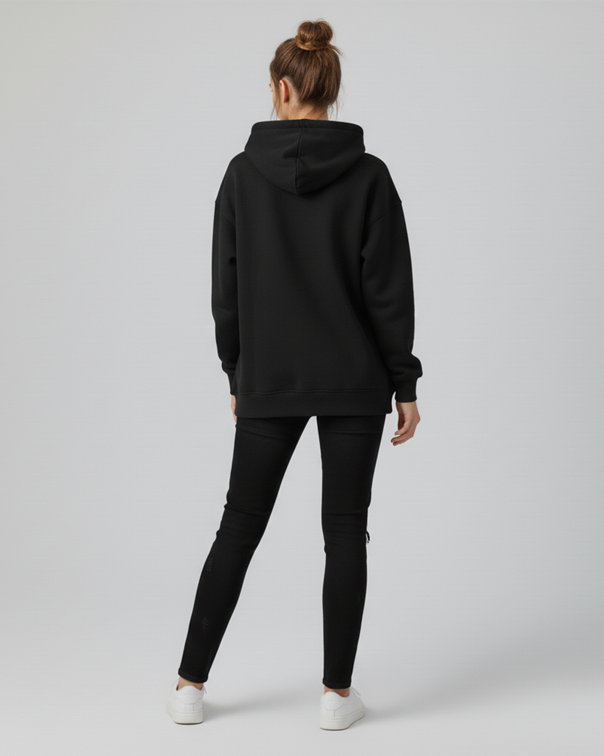 Solid Black Heavyweight Hoodie for Women | Plain Cotton Hoodie for Girls India