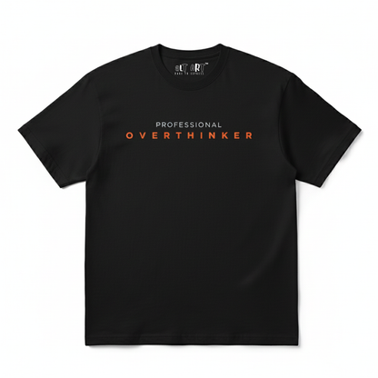 Professional Overthinker Black Oversized T-Shirt for Women & Girls - Funny Quote Tee