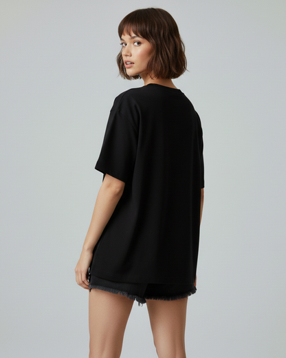 I Told My Therapist About You Black Oversized T-Shirt for Women & Girls - Sassy Statement Tee