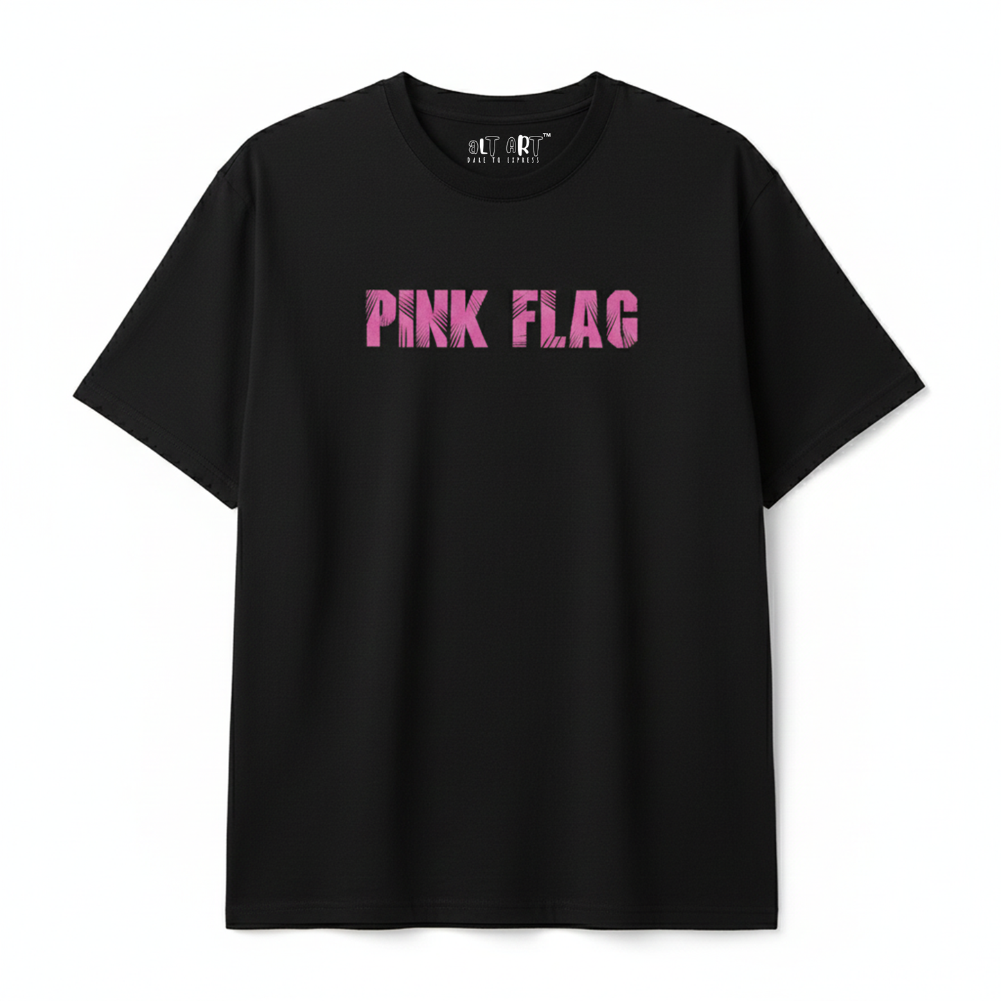 Pink Flag Black Oversized T-Shirt for Women & Girls - Trendy Drop Shoulder Baggy Fit 100 % Cotton Oversized T-shirt