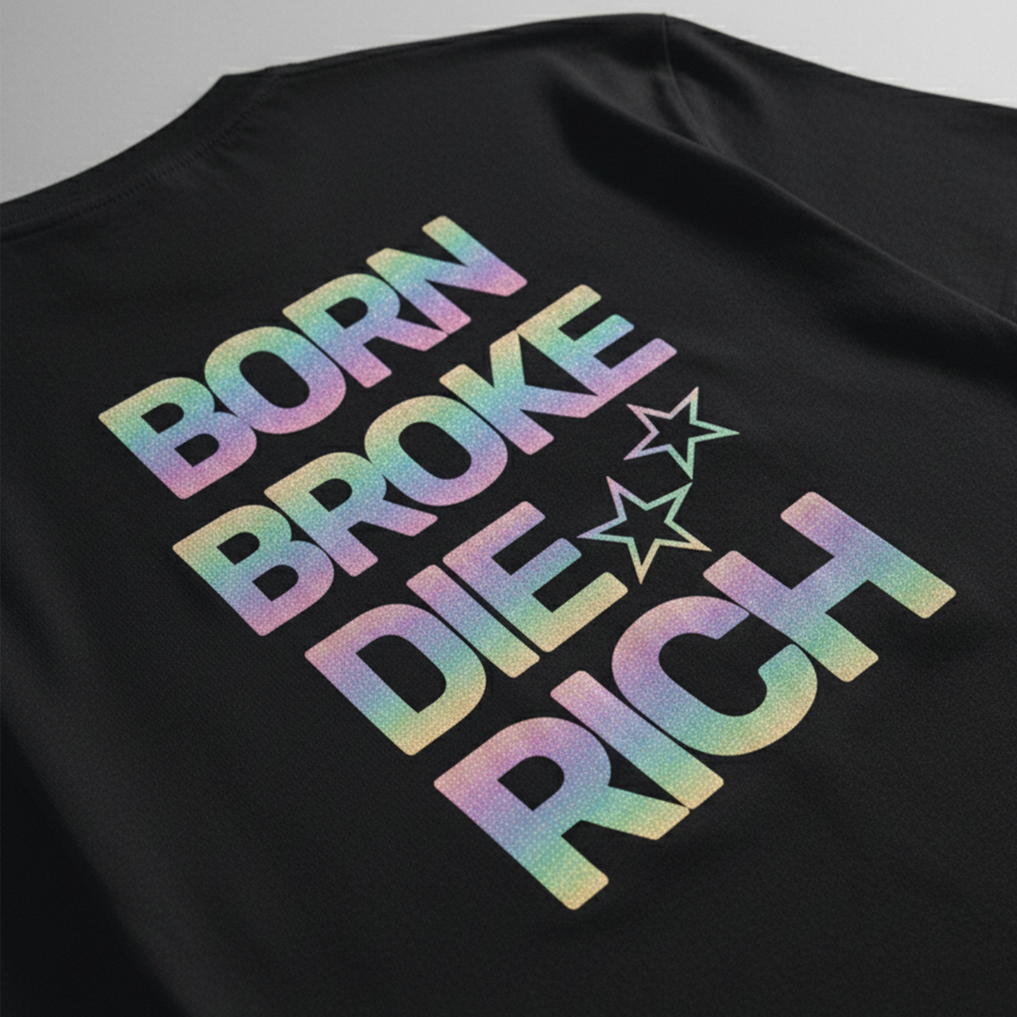 Die Rich Reflective Oversized T-Shirt for Men | Black Streetwear Cotton Tee