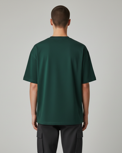 Bottle Green Oversized T-Shirt for Men | Premium Cotton Solid Oversized Fit T-Shirt