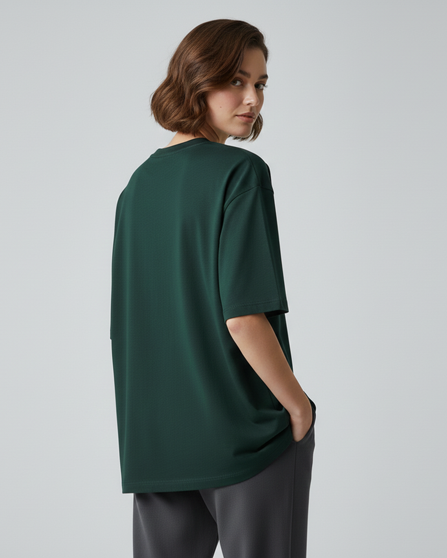 Bottle Green Oversized T-Shirt for Women | Premium Cotton Solid Oversized T-Shirt