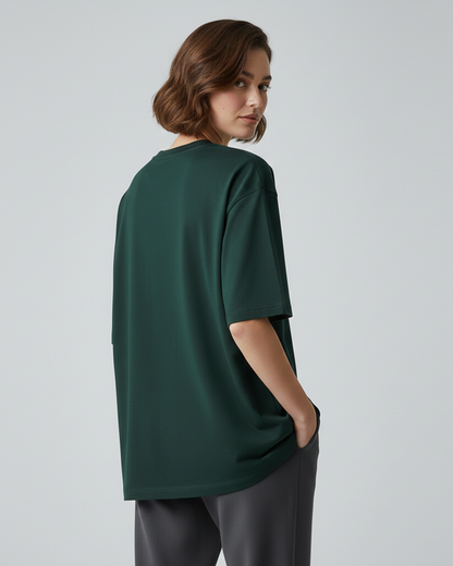 Bottle Green Oversized T-Shirt for Women | Premium Cotton Solid Oversized T-Shirt