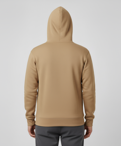 Solid Camel Brown Hoodie for Men | Brown Cotton Streetwear Hoodie India