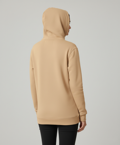 Solid Camel Brown Hoodie for Women | Brown Cotton Hoodie for Girls India