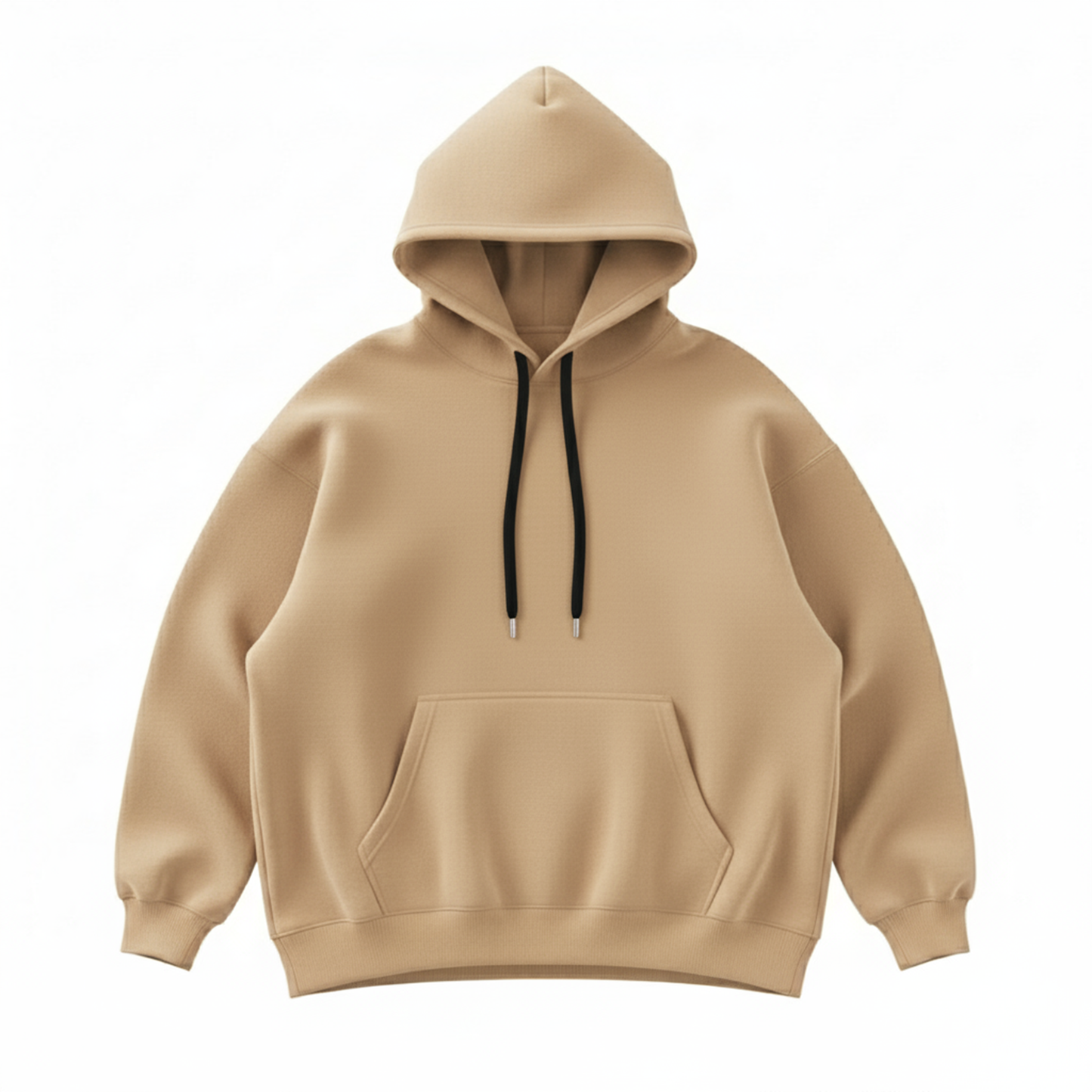 Solid Camel Brown Hoodie for Men | Brown Cotton Streetwear Hoodie India