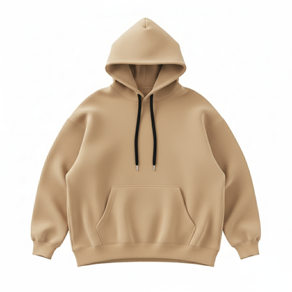 Solid Camel Brown Hoodie for Men | Brown Cotton Streetwear Hoodie India