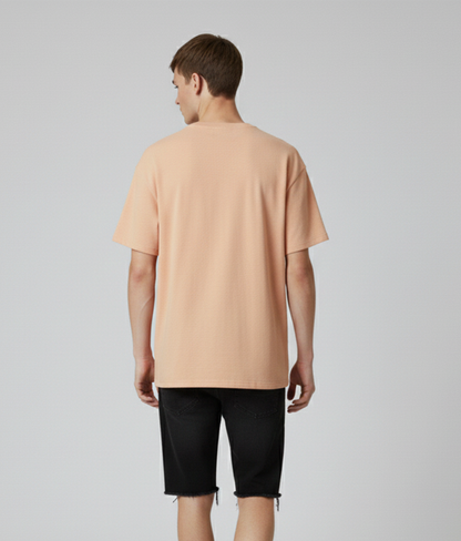 Peach Fuzz Solid Oversized T-Shirt for Men | Heavyweight Cotton | Boxy Fit Streetwear Tee