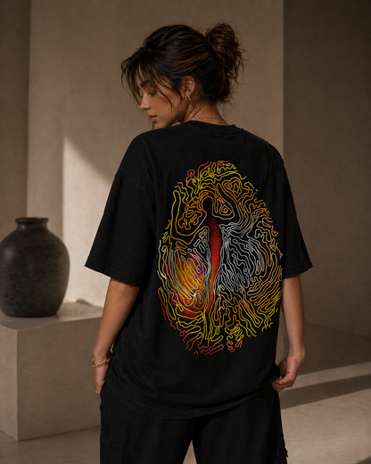 Chaos Oversized T Shirt for Women | Luxury Exclusive Artwork Graphic Oversized T Shirt | Premium Boxy Fit Streetwear Tee