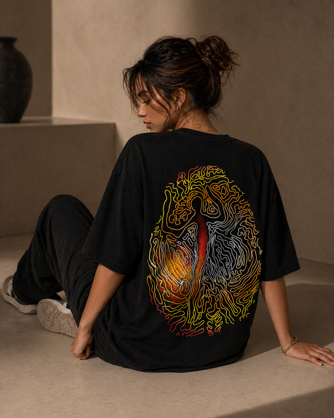 Chaos Oversized T Shirt for Women | Luxury Exclusive Artwork Graphic Oversized T Shirt | Premium Boxy Fit Streetwear Tee