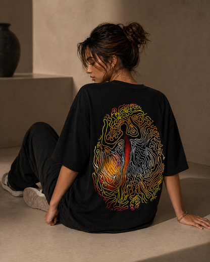 Chaos Oversized T Shirt for Women | Luxury Exclusive Artwork Graphic Oversized T Shirt | Premium Boxy Fit Streetwear Tee