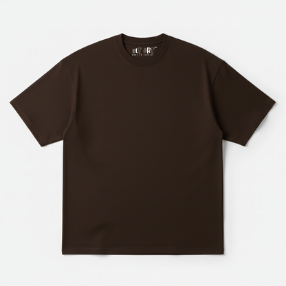 Chocolate Brown Solid Oversized T-Shirt for Women | Premium Heavyweight Cotton | Boxy Fit Solid Tee