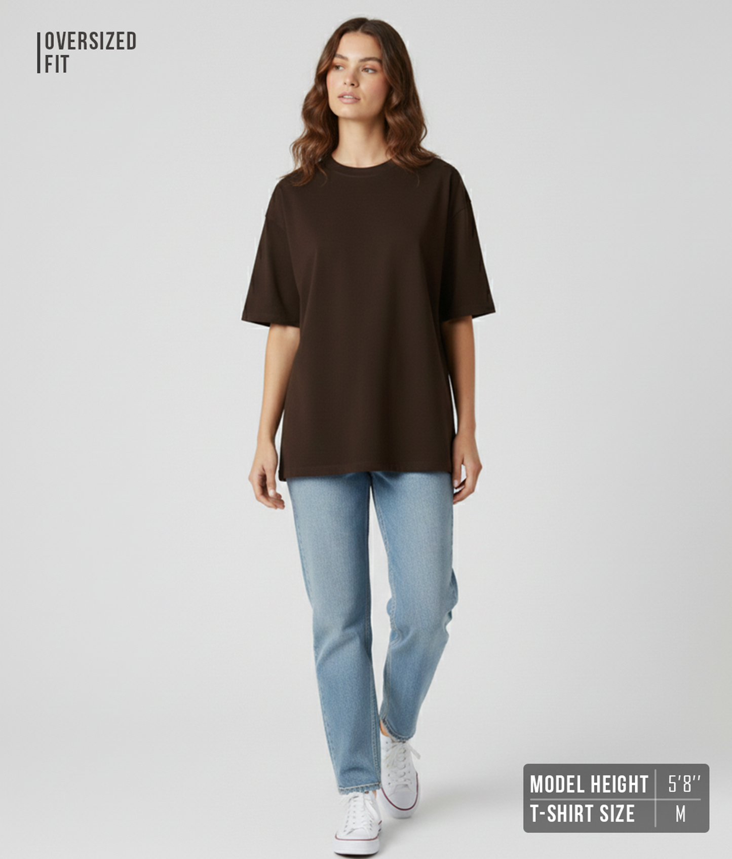 Chocolate Brown Solid Oversized T-Shirt for Women | Premium Heavyweight Cotton | Boxy Fit Solid Tee