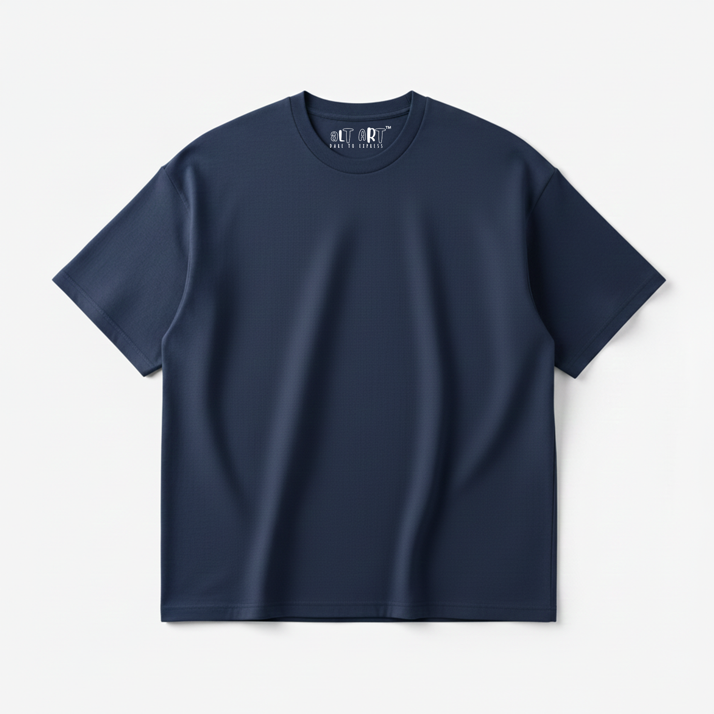 Dark Blue Solid Oversized T-Shirt for Men | Heavyweight Cotton | Premium Boxy Fit Solid Tee