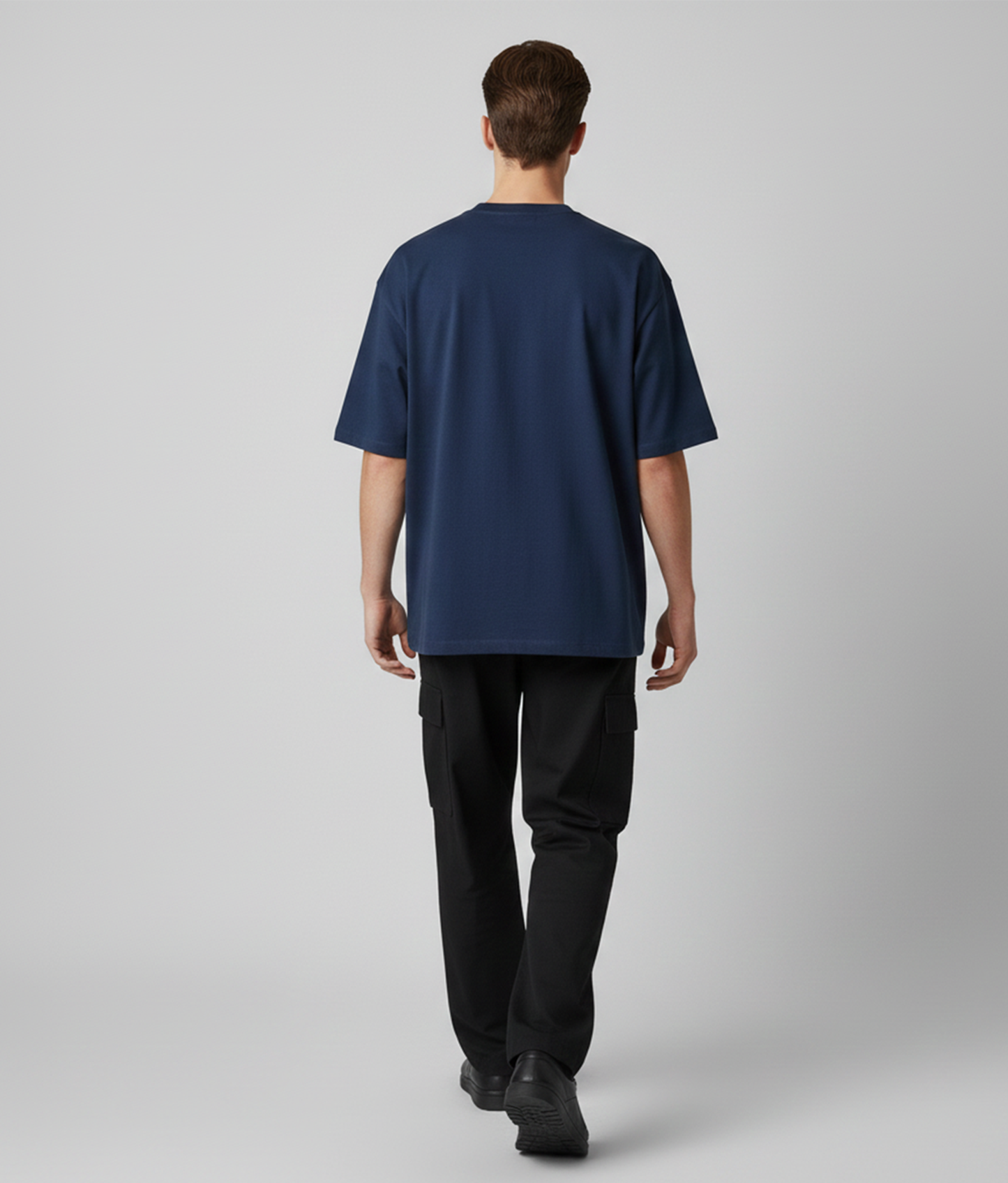 Dark Blue Solid Oversized T-Shirt for Men | Heavyweight Cotton | Premium Boxy Fit Solid Tee