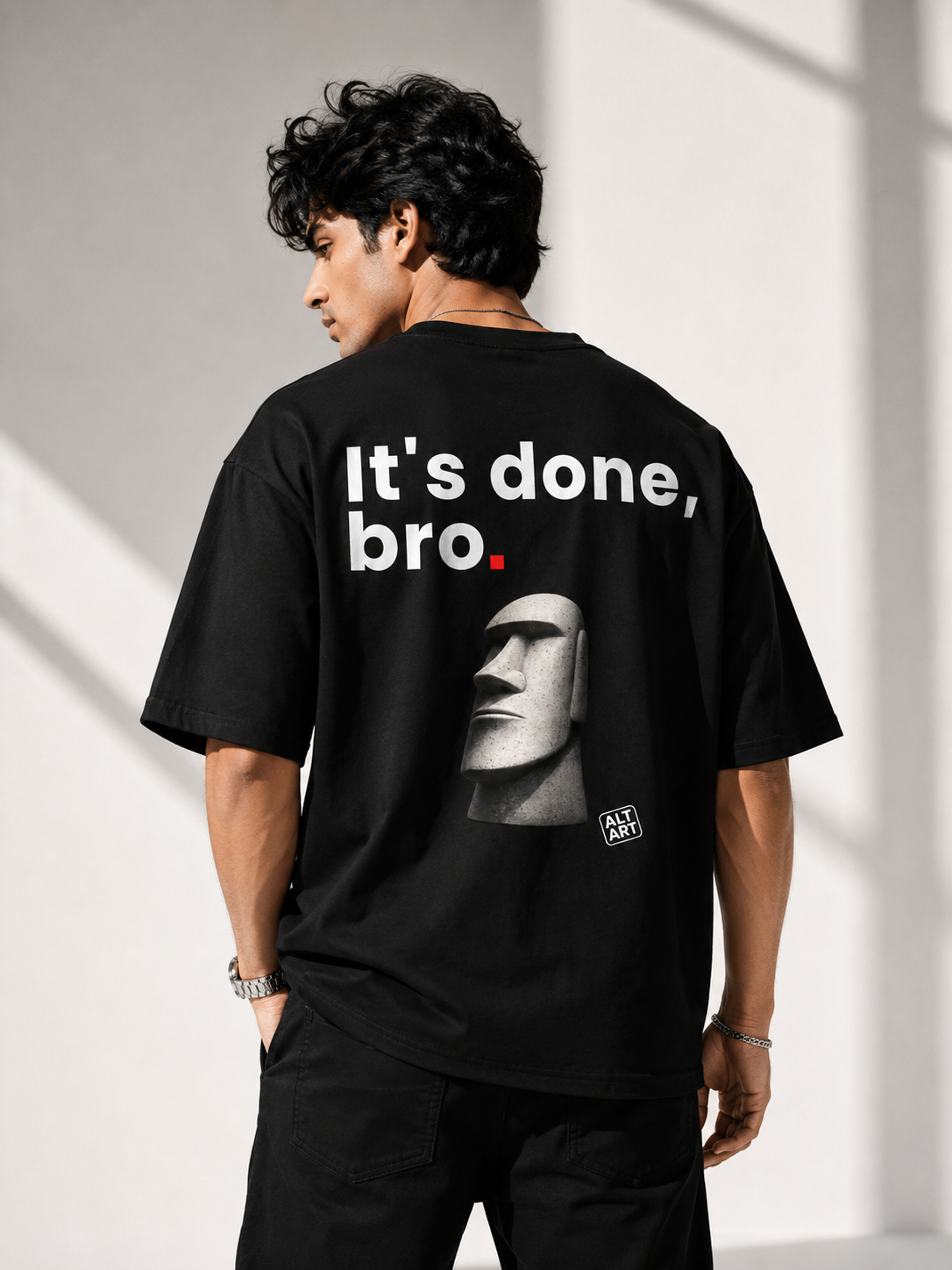 It's Done, Bro Oversized T Shirt for Men | Quote Graphic Printed Oversized T Shirt | Premium Boxy Fit Streetwear Tee