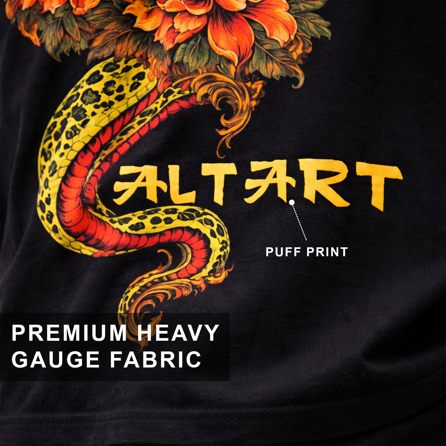 Dragon Phoenix Gothic Black Oversized T-Shirt for Men | Graphic Streetwear T-Shirt