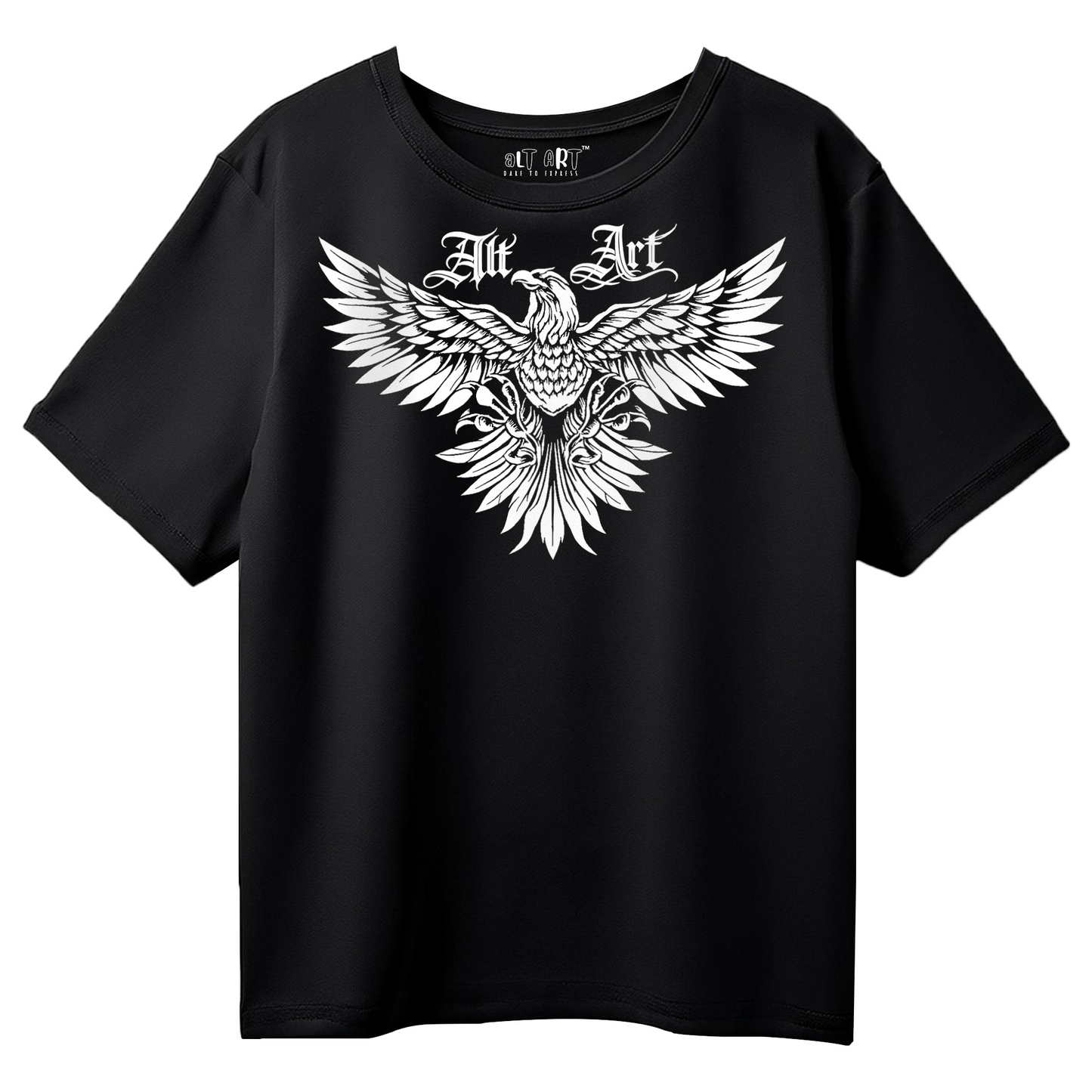 Gothic Eagle Graphic Black Oversized T-Shirt for Men | Premium Streetwear Oversized T Shirt
