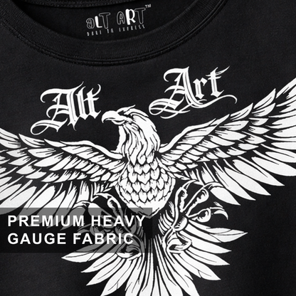 Gothic Eagle Graphic Black Oversized T-Shirt for Men | Premium Streetwear Oversized T Shirt