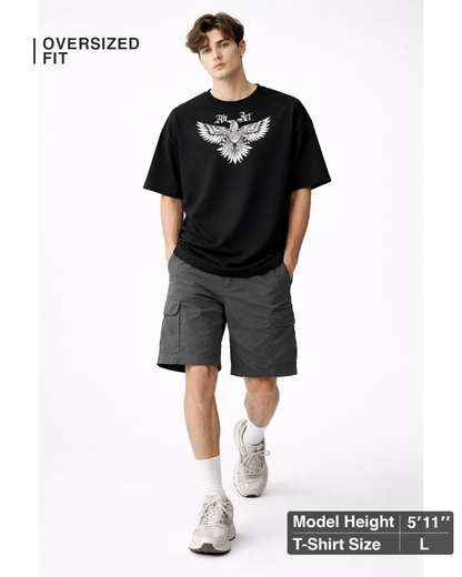 Gothic Eagle Graphic Black Oversized T-Shirt for Men | Premium Streetwear Oversized T Shirt