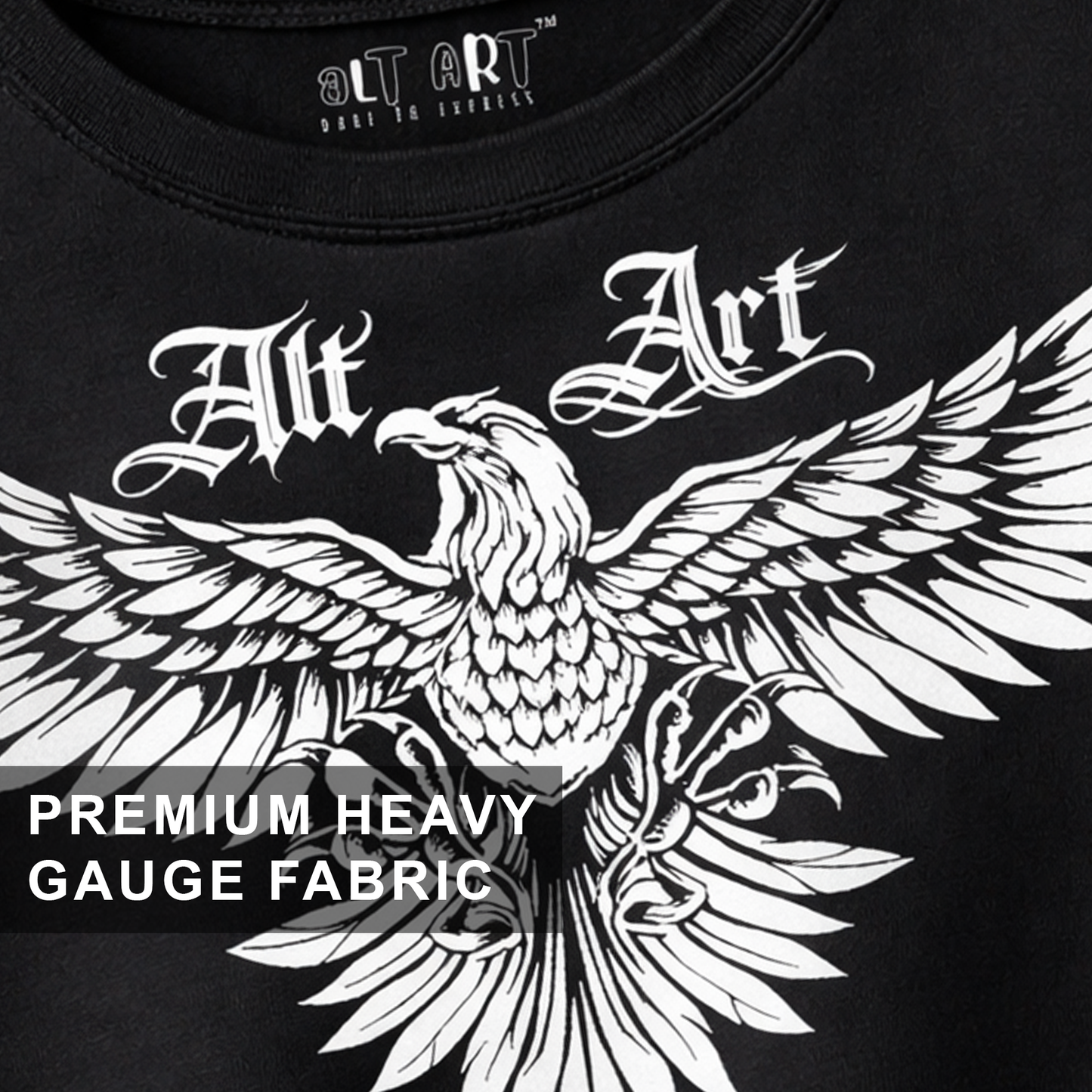 Gothic Eagle Graphic Black Oversized T-Shirt for Women | Premium Oversized Streetwear T-Shirt