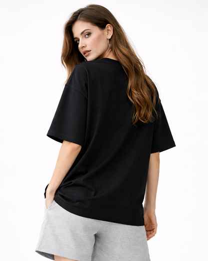 Gothic Eagle Graphic Black Oversized T-Shirt for Women | Premium Oversized Streetwear T-Shirt