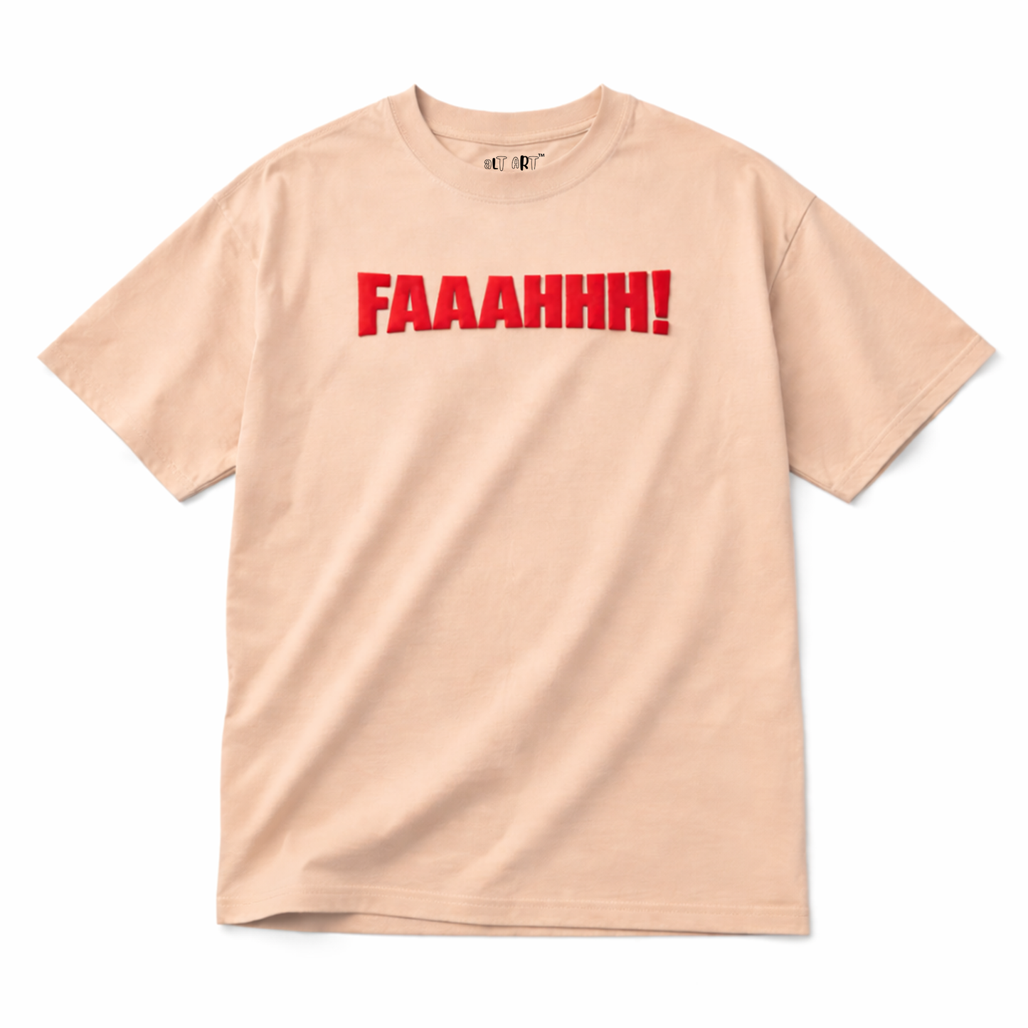 Faaahhh Viral Meme Oversized T Shirt for Men | Funny Graphic Beige Tee