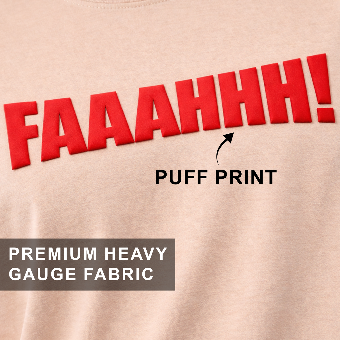 Faaahhh Viral Meme Oversized T Shirt for Men | Funny Graphic Beige Tee