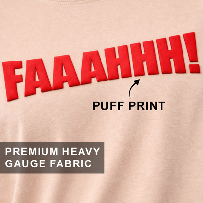 Faaahhh Viral Meme Oversized T Shirt for Men | Funny Graphic Beige Tee