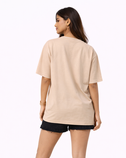 Faaahhh Viral Meme Oversized T Shirt for Women | Funny Trending Graphic Beige Tee