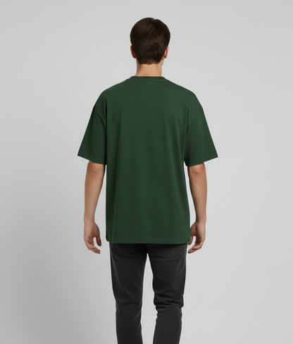 Forest Green Oversized T-Shirt for Men | Heavyweight Solid Cotton | Drop Shoulder Boxy Fit
