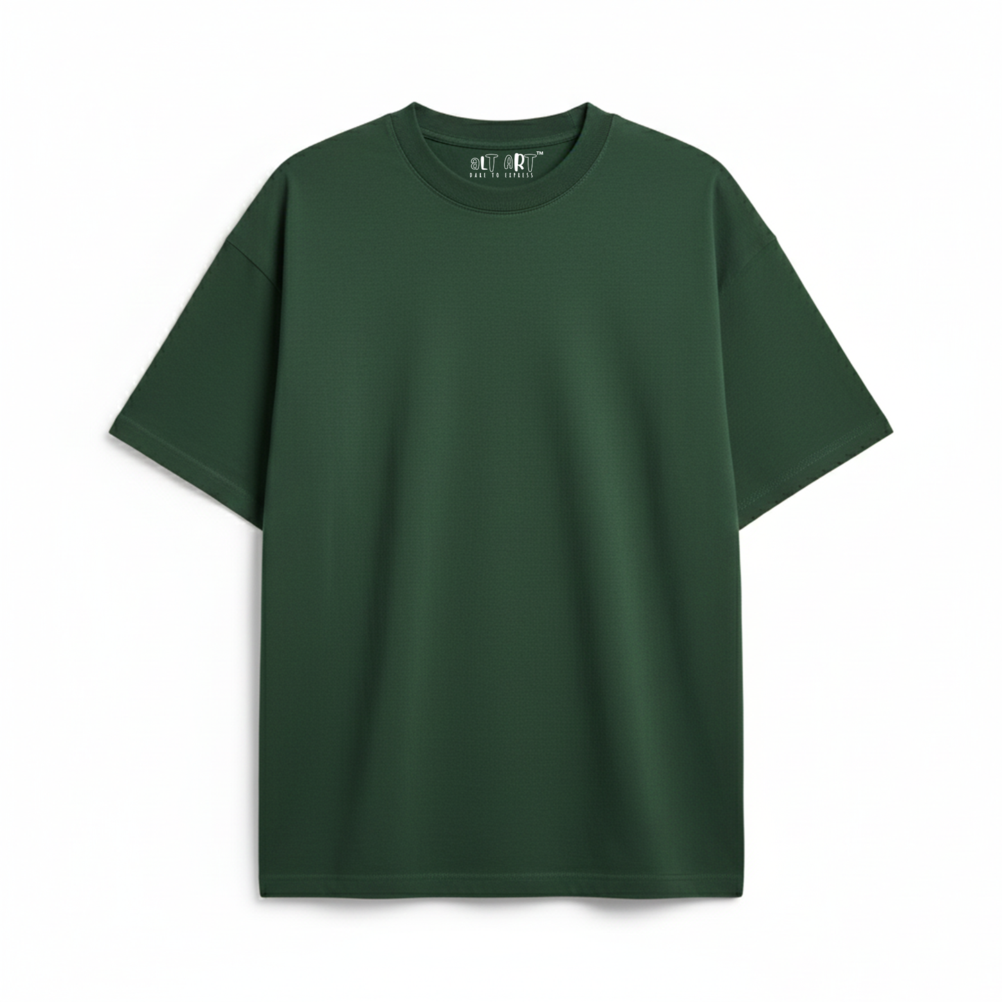 Forest Green Oversized T-Shirt for Women | Heavyweight Solid Cotton | Relaxed Drop Shoulder Fit