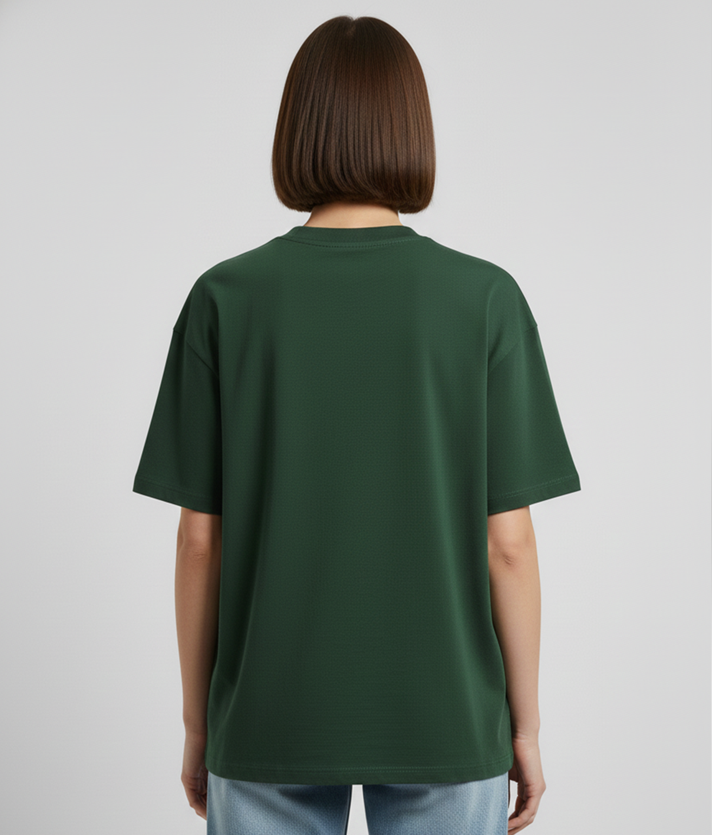 Forest Green Oversized T-Shirt for Women | Heavyweight Solid Cotton | Relaxed Drop Shoulder Fit