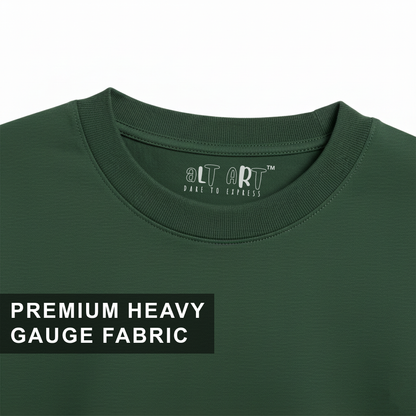 Forest Green Oversized T-Shirt for Women | Heavyweight Solid Cotton | Relaxed Drop Shoulder Fit