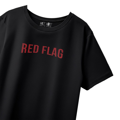 Red Flag Oversized T-Shirt for Women - Black Graphic Tee | Edgy Streetwear