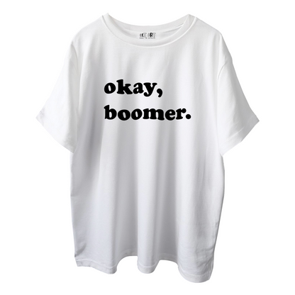 Okay Boomer Oversized T-Shirt for Women – White Meme Tee | Funny Graphic Streetwear