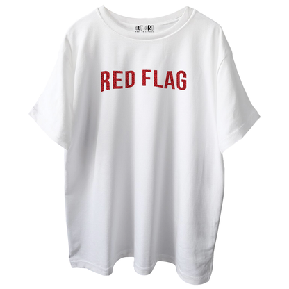 Red Flag T-Shirt for Women – White Oversized Cotton Graphic Tee