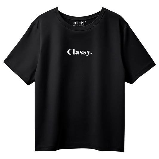 Classy Black Oversized T-Shirt for Women & Girls - Minimal Aesthetic Streetwear