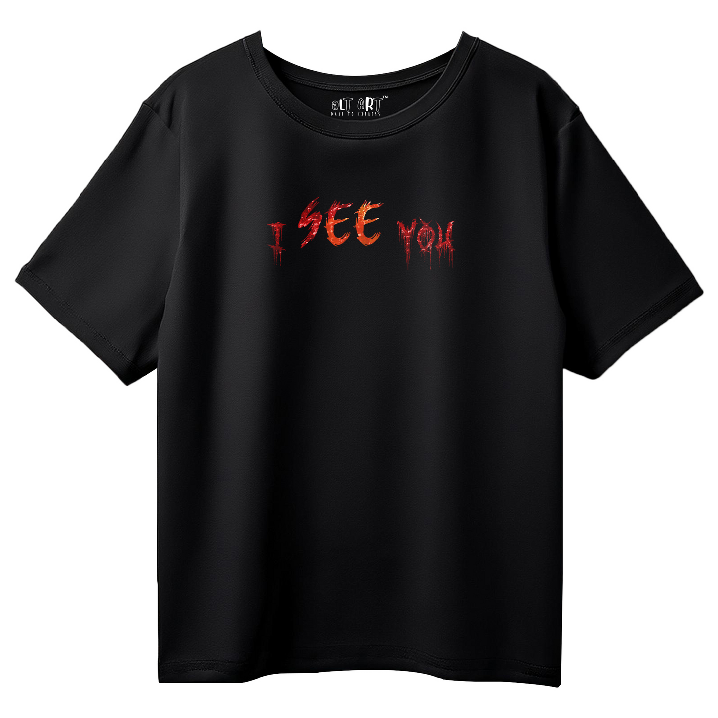 I See You Oversized T-Shirt for Men & Boys - Horror Graphic Tee | Dark Streetwear