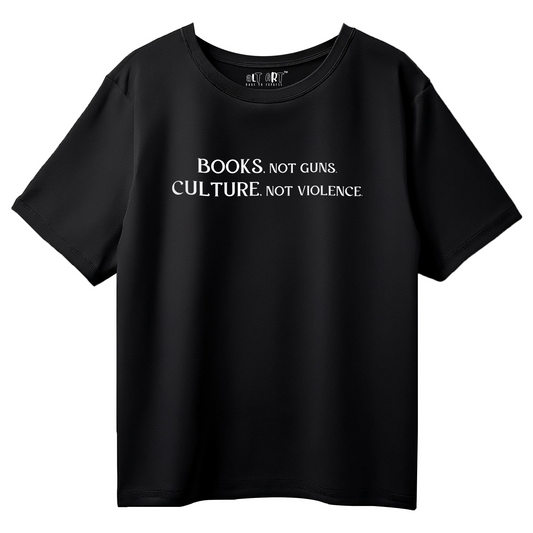 Books Not Guns Black Oversized T-Shirt for Men & Boys - Bold Quote Streetwear