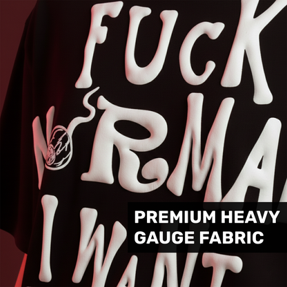 I Want Magic Puff Print Black Oversized T-Shirt for Women | 3D Raised Graphic Streetwear Tee