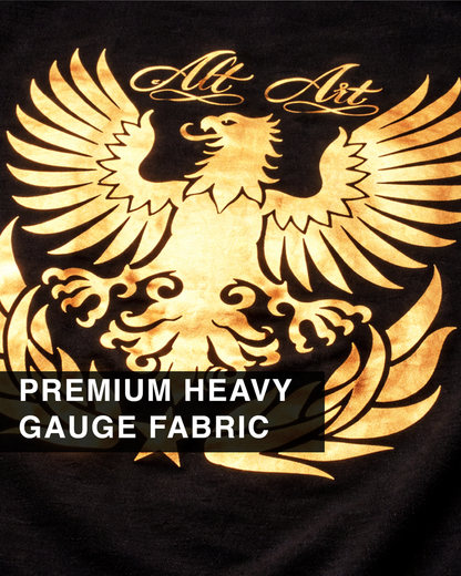 Golden Eagle Graphic Black Oversized T Shirt for Men | Premium Gothic Streetwear Tee