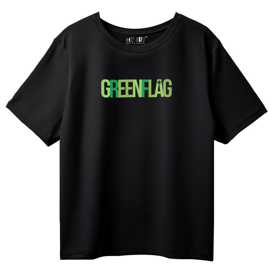 Green Flag T-Shirt for Men – Oversized Fit Cotton Graphic Tee