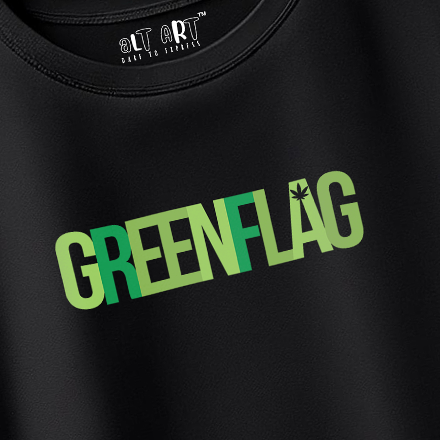 Green Flag T-Shirt for Men – Oversized Fit Cotton Graphic Tee